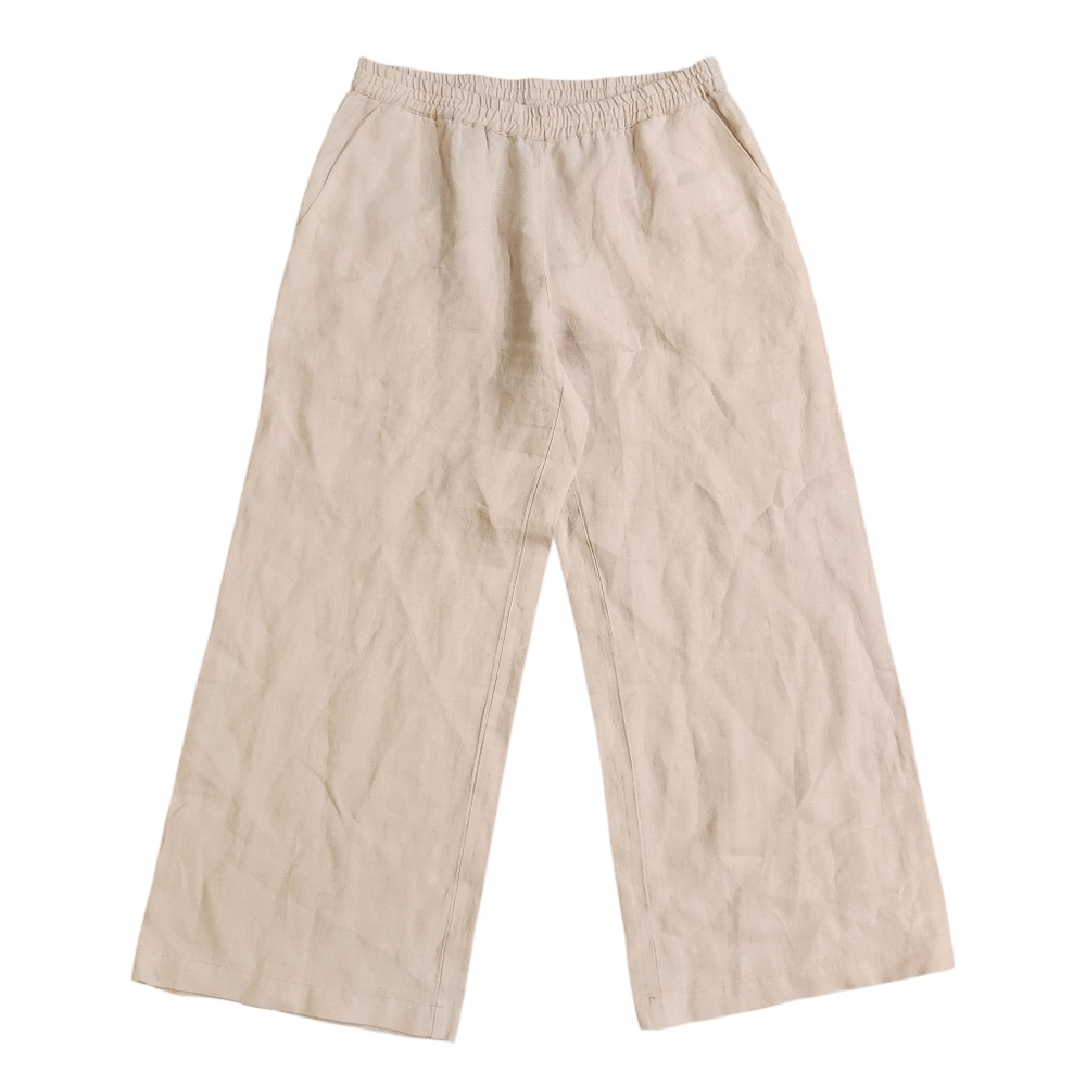 Sauths Cappuccino Kim Linen Wide Leg Pull On Pants Trousers XL Oatmeal Ivory